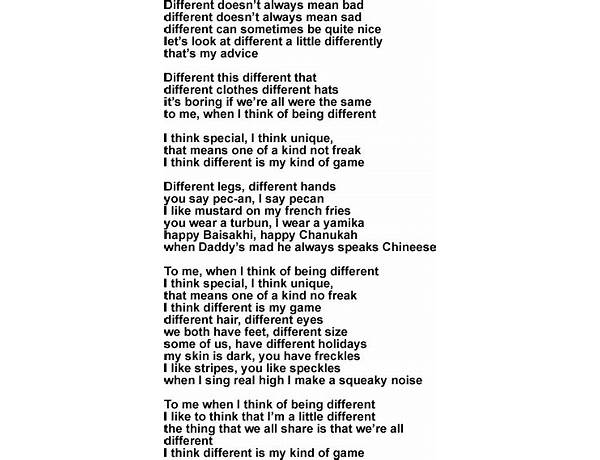 ​different en Lyrics [​lieu]