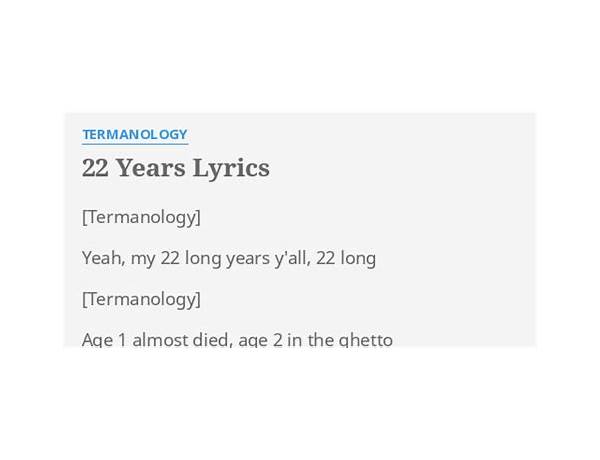 22 Years en Lyrics [Termanology]