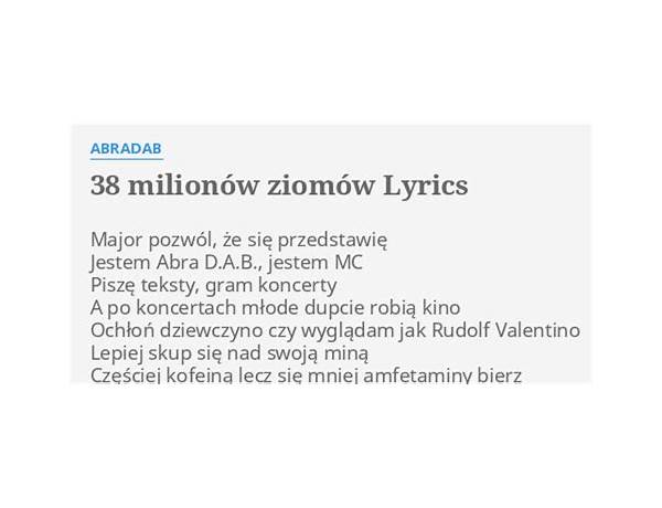 38 mln ziomów pl Lyrics [Abradab]