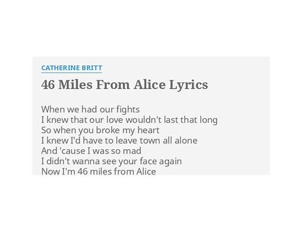 46 Miles From Alice en Lyrics [Catherine Britt]