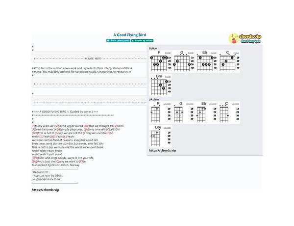 A Good Flying Bird en Lyrics [Guided by Voices]