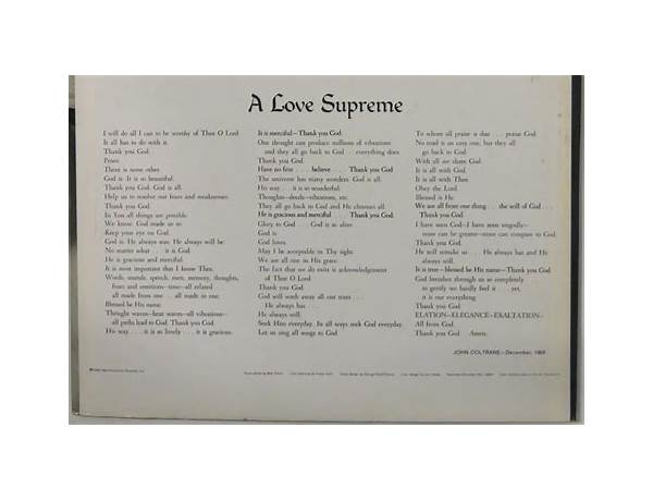 A Love Supreme en Lyrics [Will Downing]