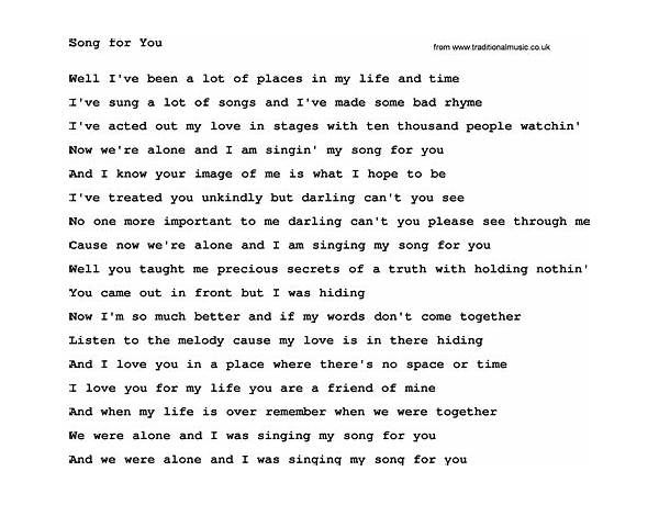 A Song For You en Lyrics [Rachael Lampa]