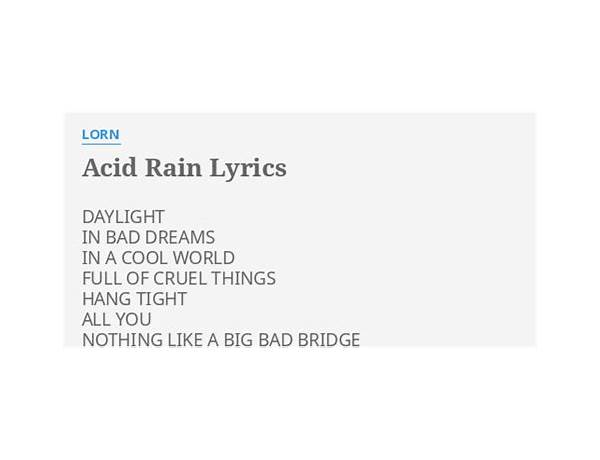 Acid Rain en Lyrics [Cimorelli]