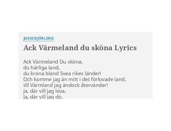 Ack värmeland du sköna sv Lyrics [Jussi björling]