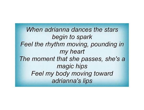 Adrianna en Lyrics [Joe Perry Project]