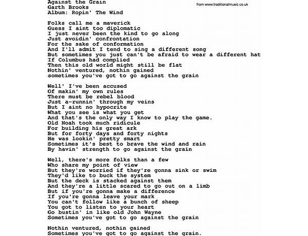 Against the Grain en Lyrics [Crossection]