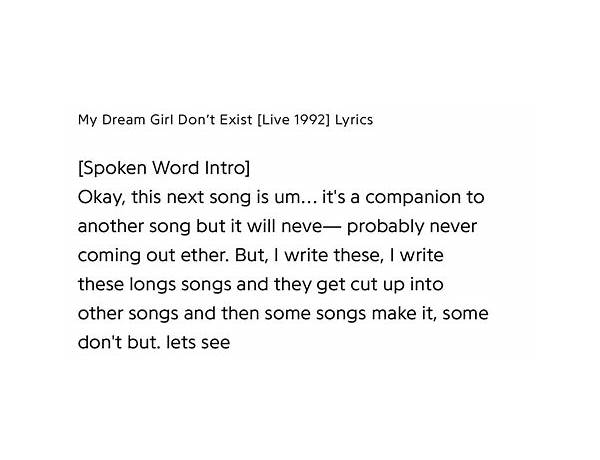 Album: My Dream Girl Don't Exist, musical term