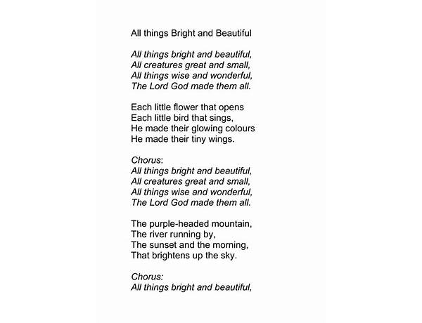 All Things Bright and Beautiful en Lyrics [Mandy Patinkin]