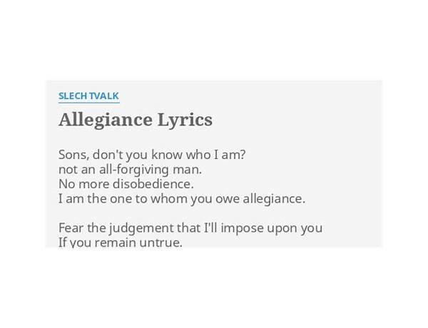 Allegiance en Lyrics [Slechtvalk]