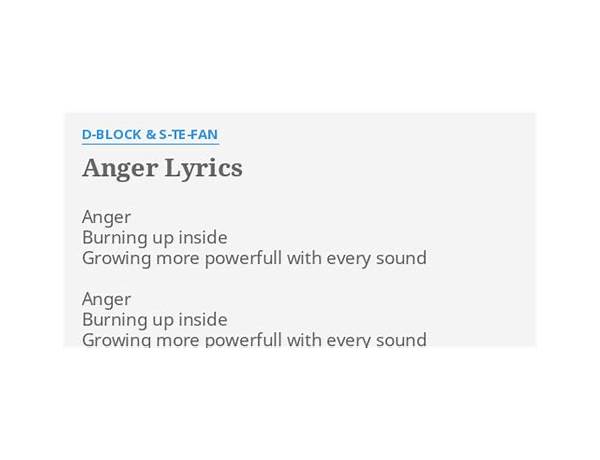 Anger en Lyrics [D-Block & S-te-Fan]