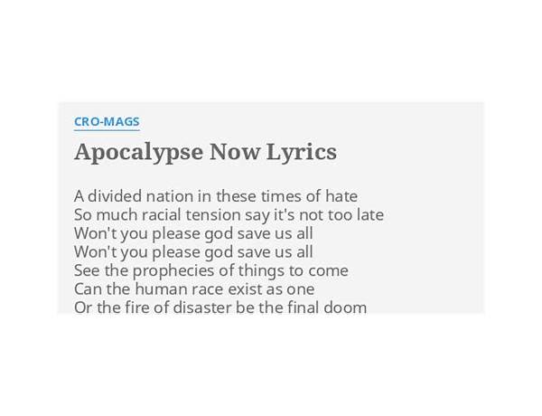 Apocalypse Now en Lyrics [Cro-Mags]