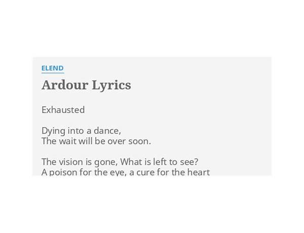 Ardour en Lyrics [Elend]