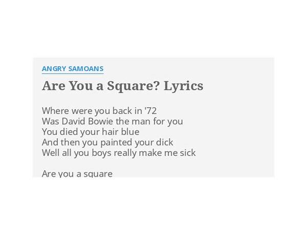 Are You A Square? en Lyrics [Angry Samoans]