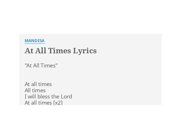 At All Times en Lyrics [Mandisa]