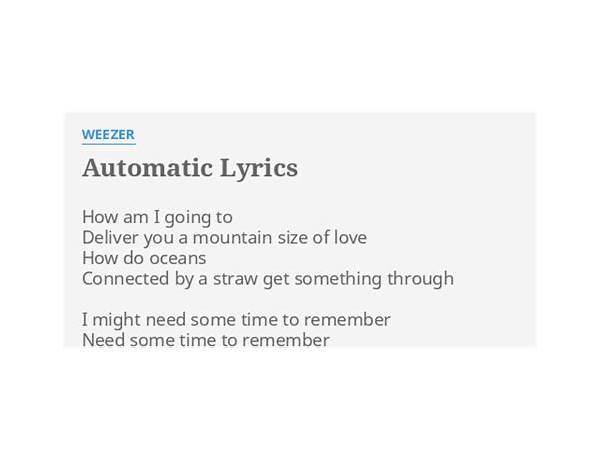 Automatic en Lyrics [Weezer]