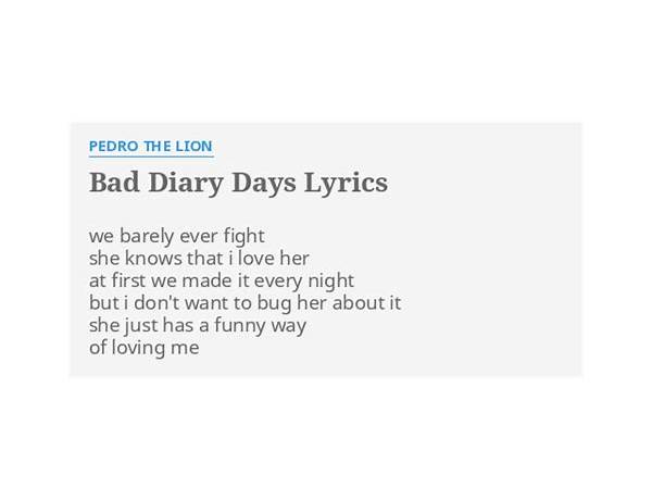 Bad Diary Days en Lyrics [Pedro The Lion]