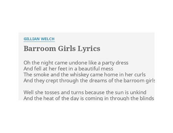 Barroom Girls en Lyrics [Gillian Welch]