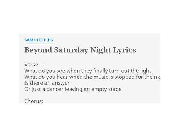 Beyond Saturday Night en Lyrics [Sam Phillips]