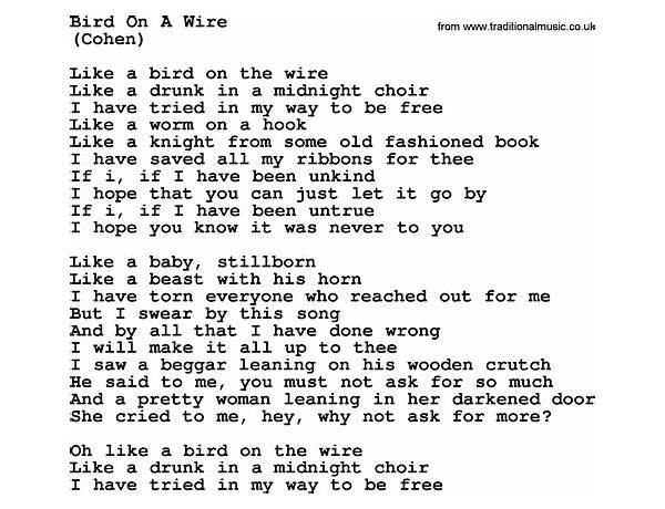 Bird on a Wire en Lyrics [Jimmy Barnes]