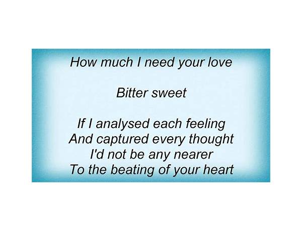 Bitter Sweet en Lyrics [Lisa Stansfield]