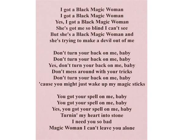 Black Magic Woman pt Lyrics [General D e Os Karapinhas]