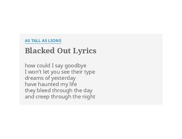 Blacked Out en Lyrics [Blake Anthony]