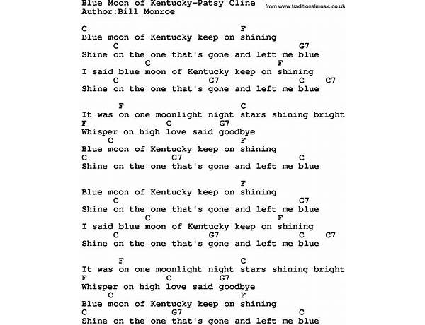 Blue Moon Of Kentucky en Lyrics [Ronnie Hawkins]