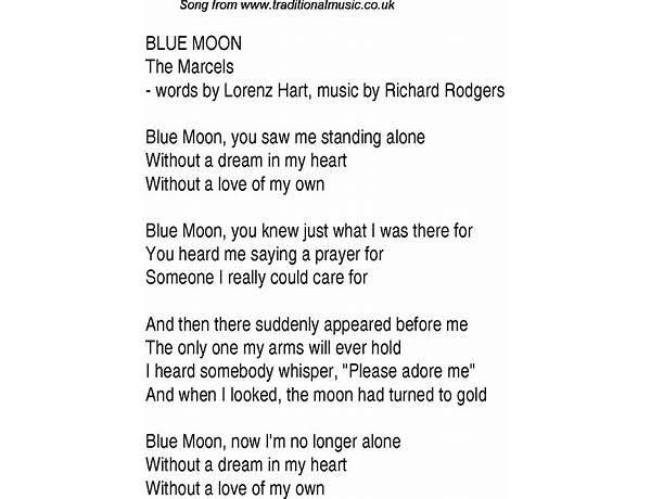 Blue Moon en Lyrics [Grace Christian X]