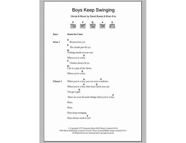Boys Keep Swinging en Lyrics [Duran Duran]
