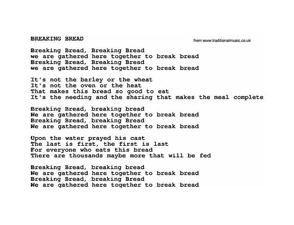 Breaking Bread en Lyrics [Permanent Marker]