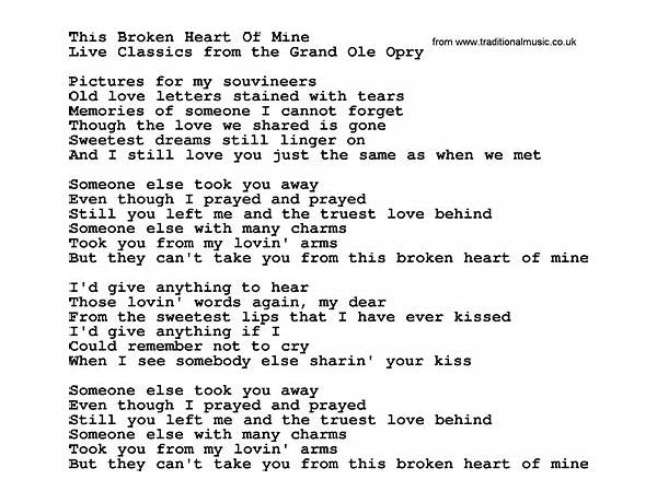 Broken Heart of Mine en Lyrics [William Prince]