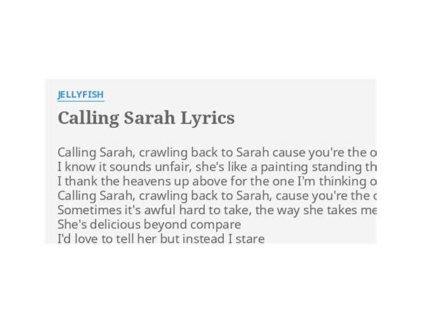 Calling Sarah en Lyrics [Jellyfish]