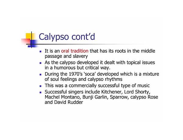 Calypso, musical term