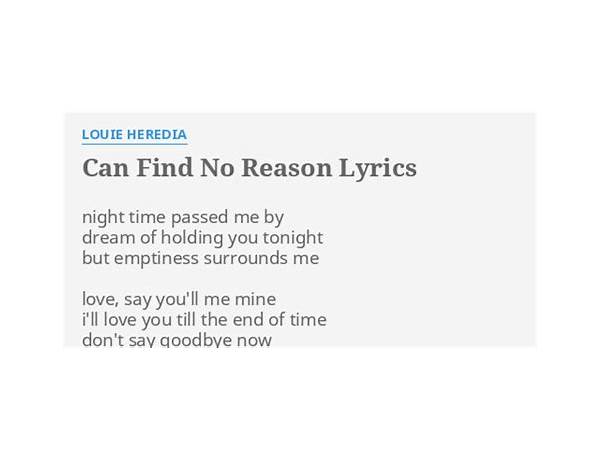 Can find a reason en Lyrics [Louie Heredia]