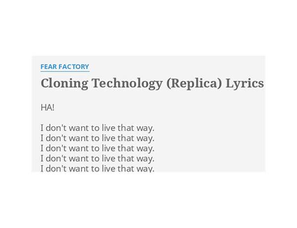 Cloning Technology en Lyrics [Fear Factory]