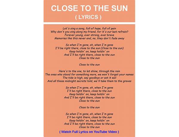 Closer to the Sun en Lyrics [Autumn Tears]