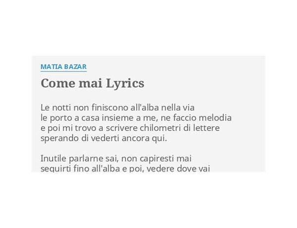 Come mai it Lyrics [Anna Tatangelo]
