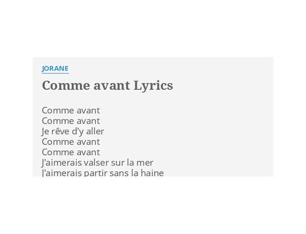 Comme avant fr Lyrics [Florent Pagny]