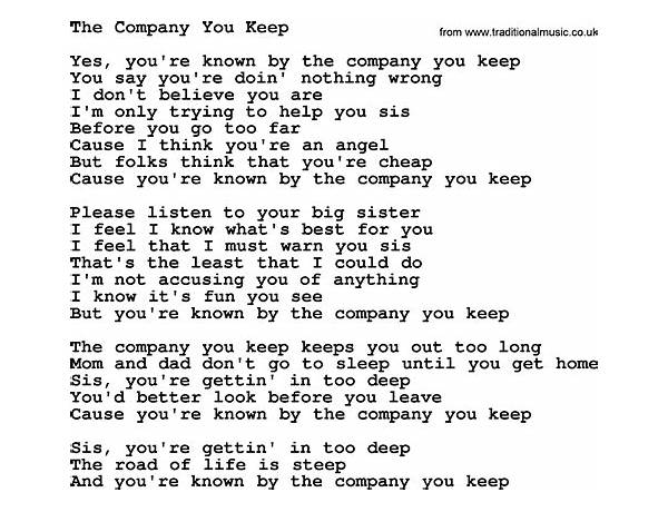 Company You Keep en Lyrics [Just the Architects]