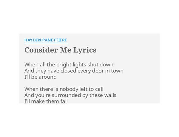 Consider Me en Lyrics [Terri Hendrix]