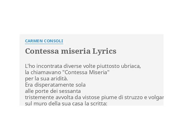 Contessa miseria it Lyrics [Carmen Consoli]