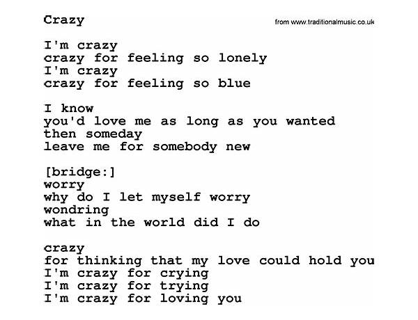 Crazy en Lyrics [Brent de la Cruz]