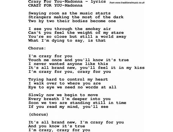 Crazy for You en Lyrics [Joan Armatrading]