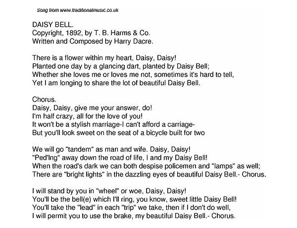 Daisy Bell en Lyrics [Scarling]