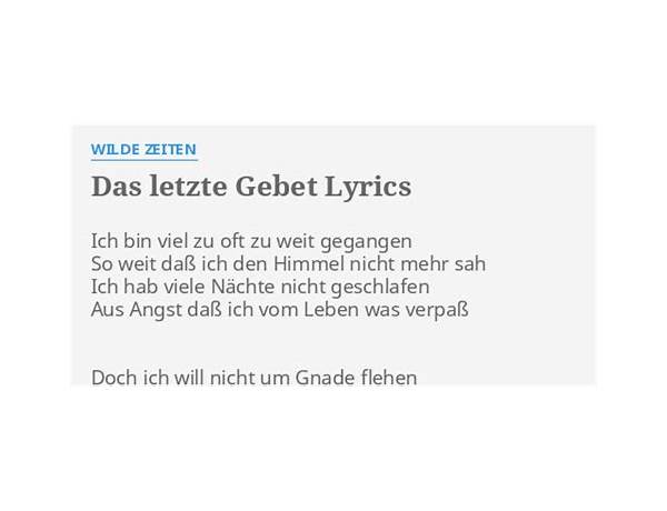 Das letzte Gebet de Lyrics [Leichenzug]