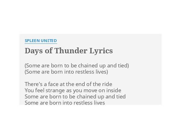 Days of thunder en Lyrics [King Kapital B]