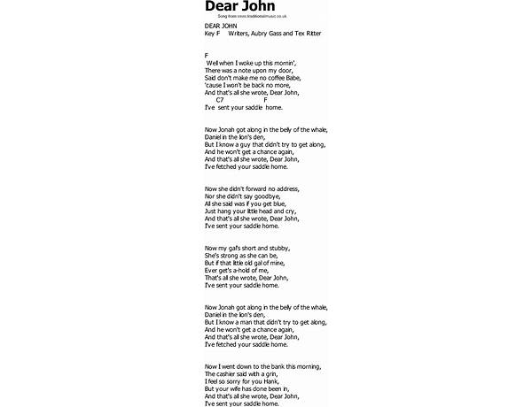 Dear John en Lyrics [Delaney Gibson]