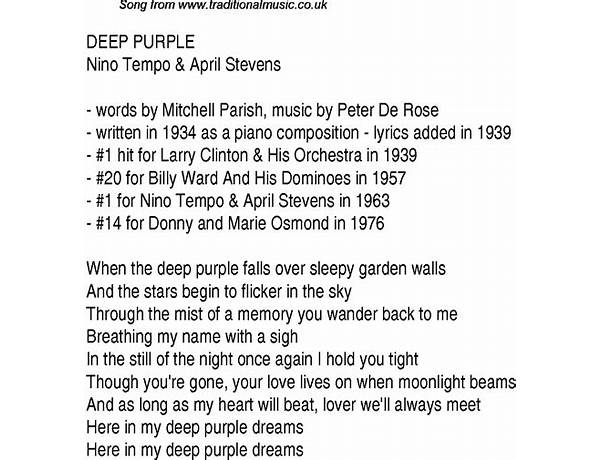 Deep purple en Lyrics [Art Tatum]