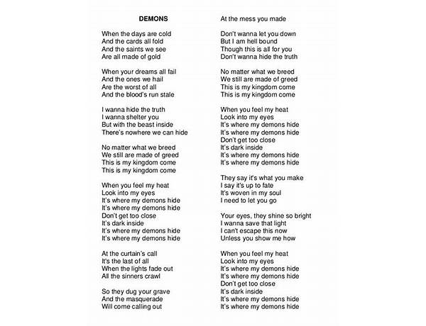 Demons en Lyrics [TRAAMS]